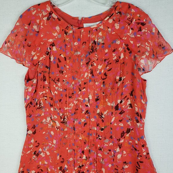 NWOT Carolina Herrera Silk Dress Pink Multi Red size 14 Colorful - Picture 3 of 13